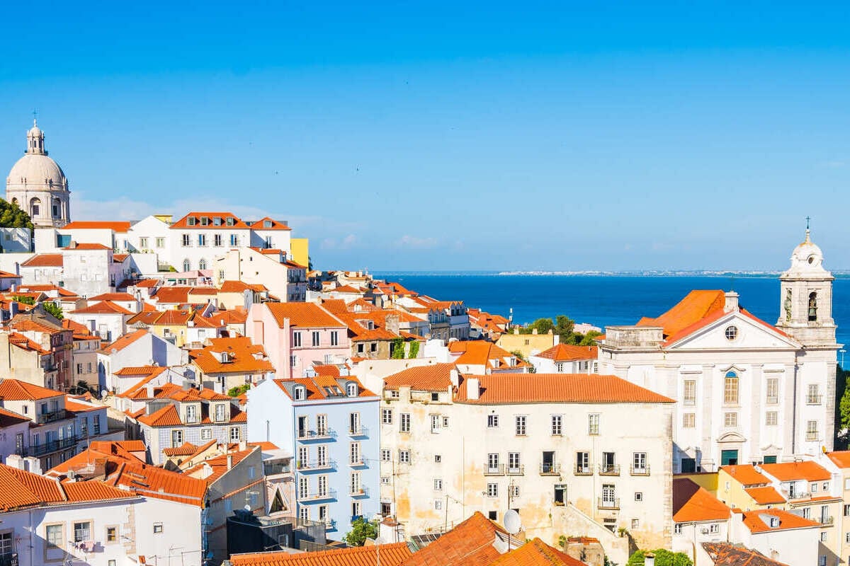 Panoramic View Of Alfama In Lisbon, Portugal