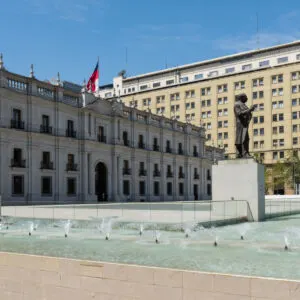 View of the Palacio de la Moneda the Chilean presidential palace in Santiago, Chile