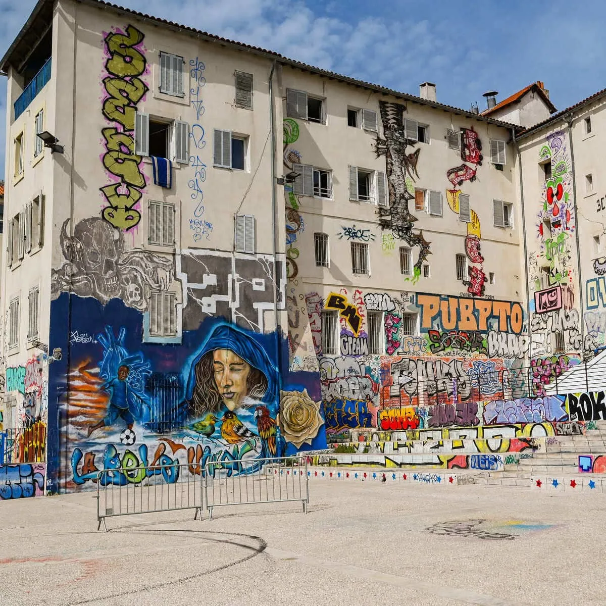 Graffiti Covered Houses In Le Panier, Marseille, France