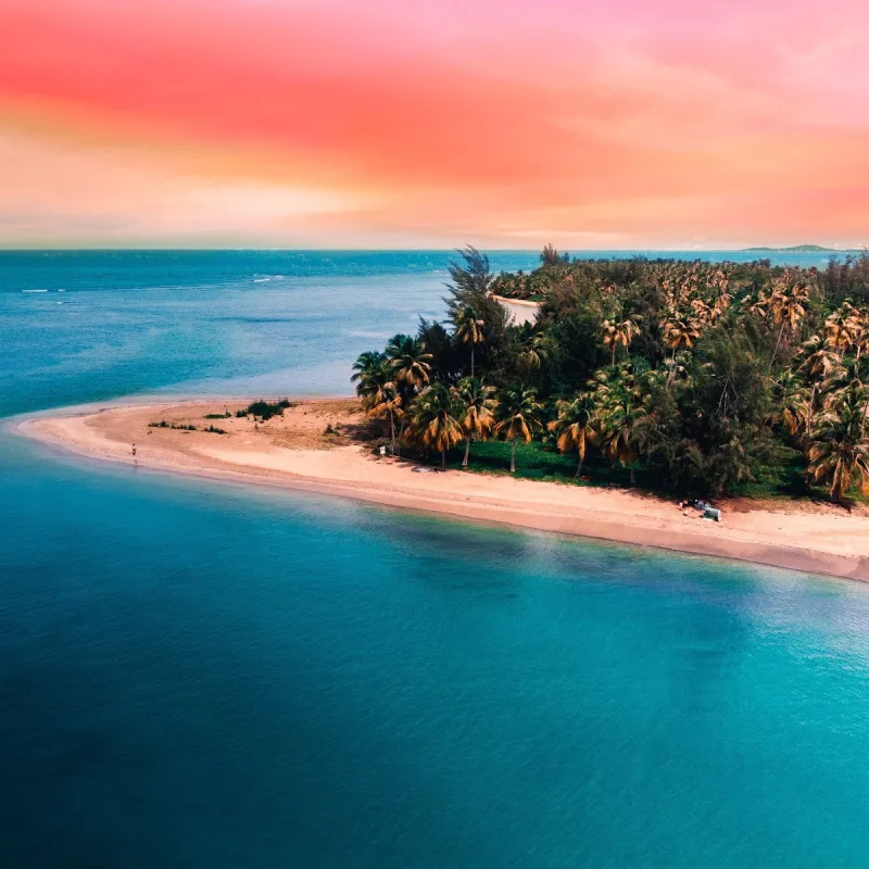 Pink skies over remote Puerto Rico oasis