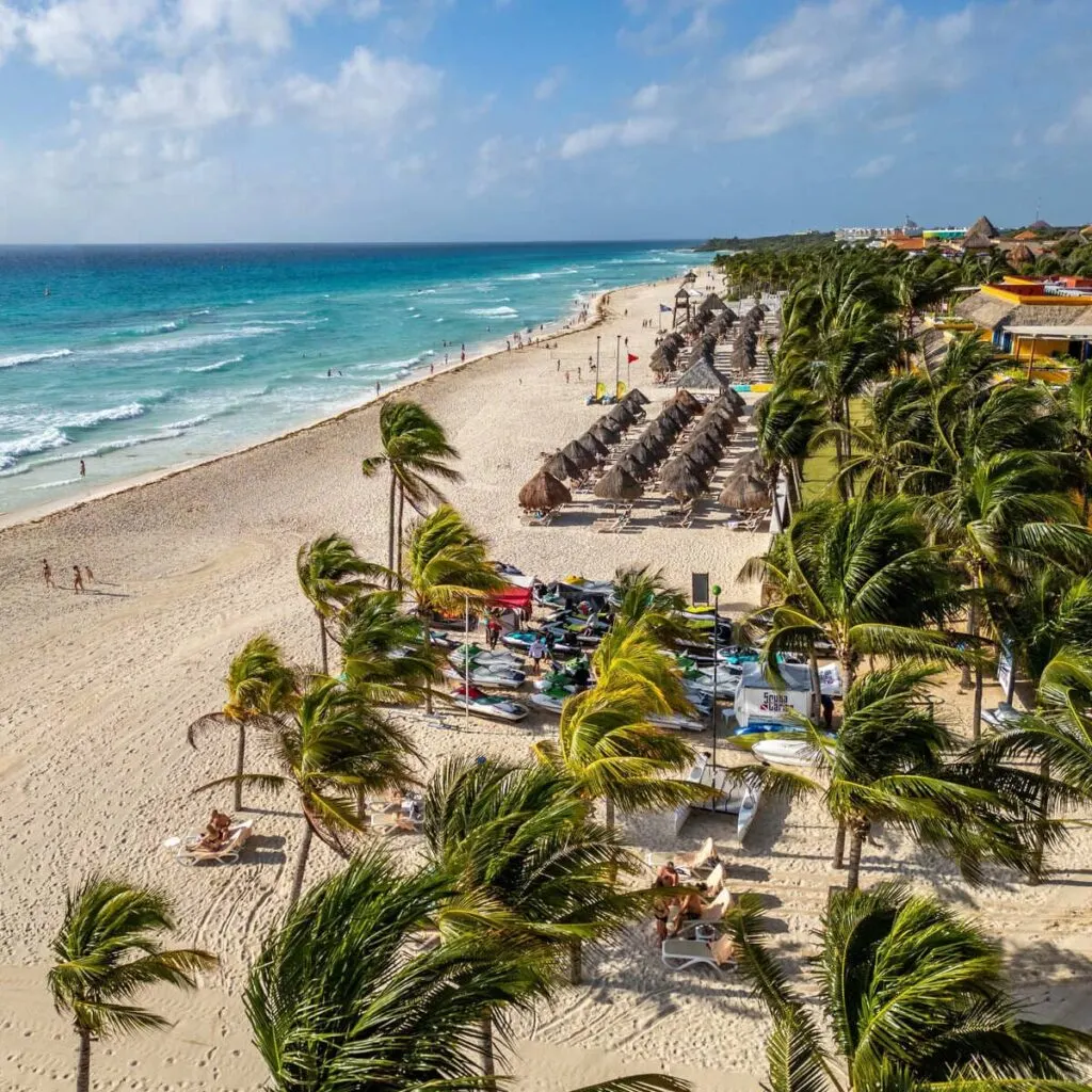 Aerial View Of A Beach In Playa Del Carmen, Mexico, Latin America