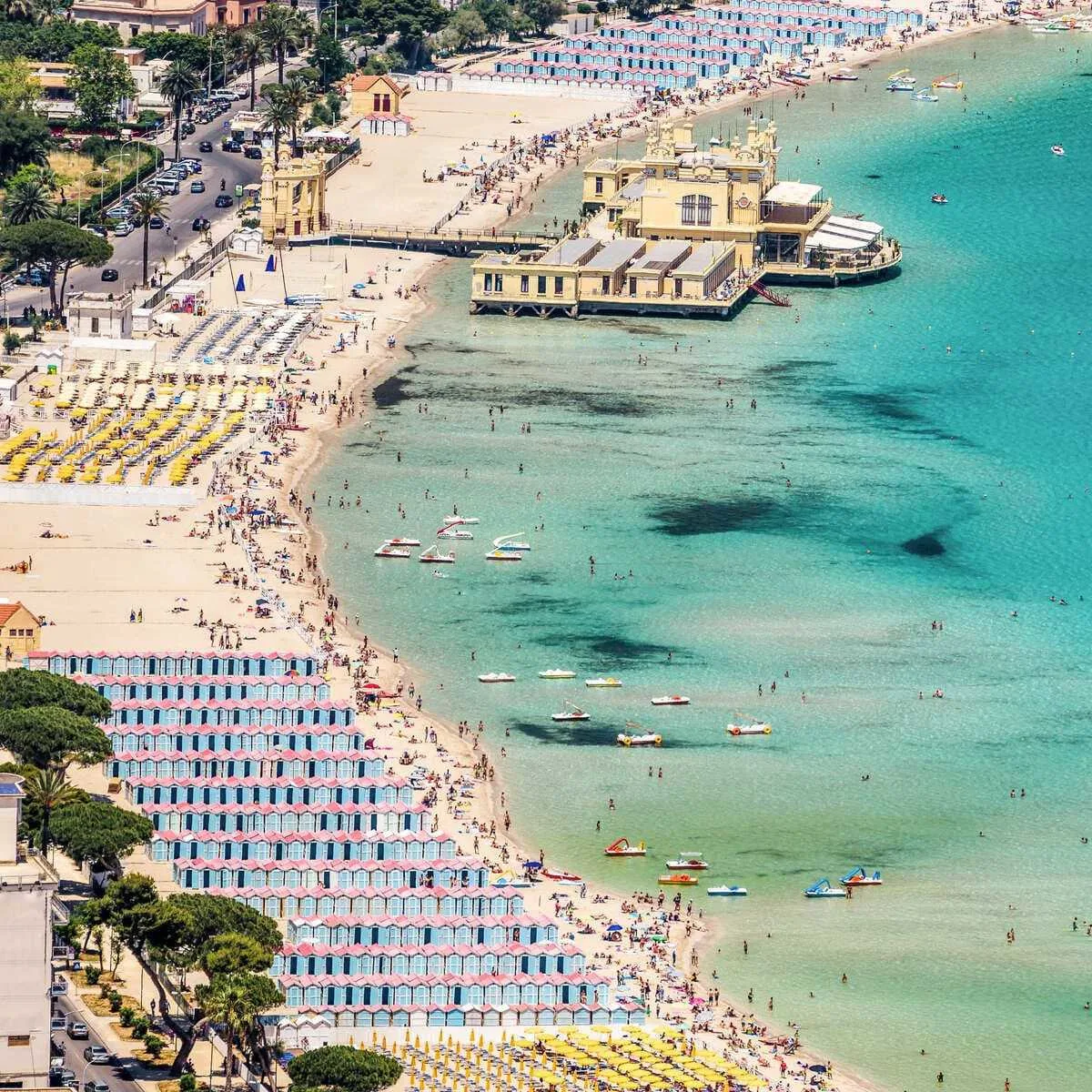 Aerial View Of Mondello Beach Near Palermo, Sicily, Italy