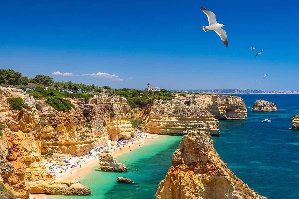 Panoramic View Of A Beach In The Algarve, Southern Portugal