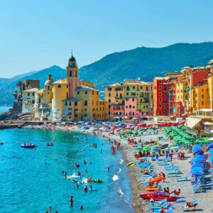 Panoramic View Of Camogli, Liguria, Italy