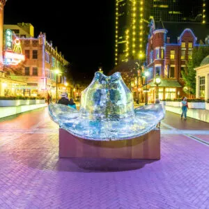 Cowbot hat landmark in downtown Fort Worth, Texas