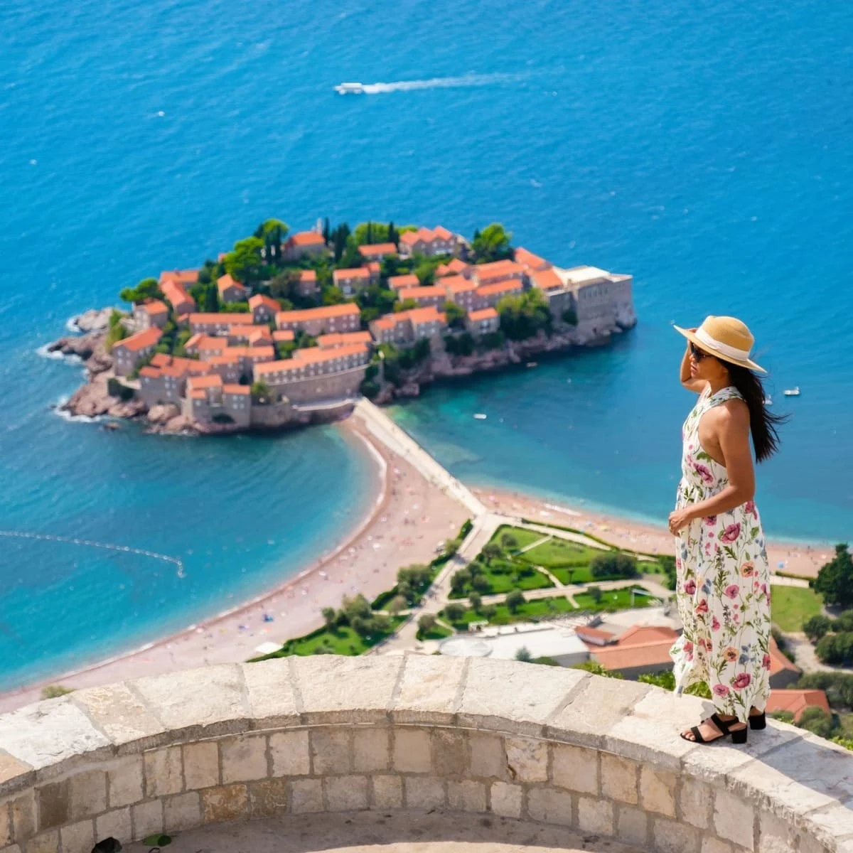Aerial View Of Budva, An Ancient Fort Town In Montenegro, Southeastern Europe