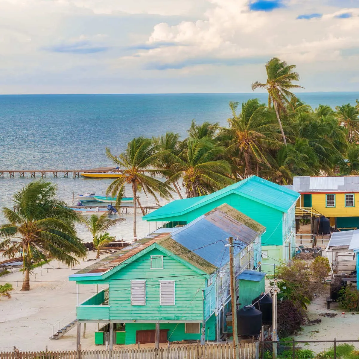 Aerial View Of Caye Caulker Village, Belize