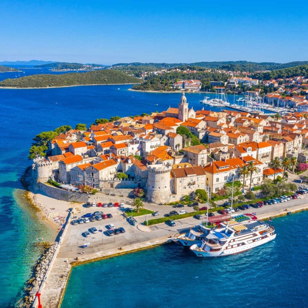 Aerial View Of Korcula Town, Croatia
