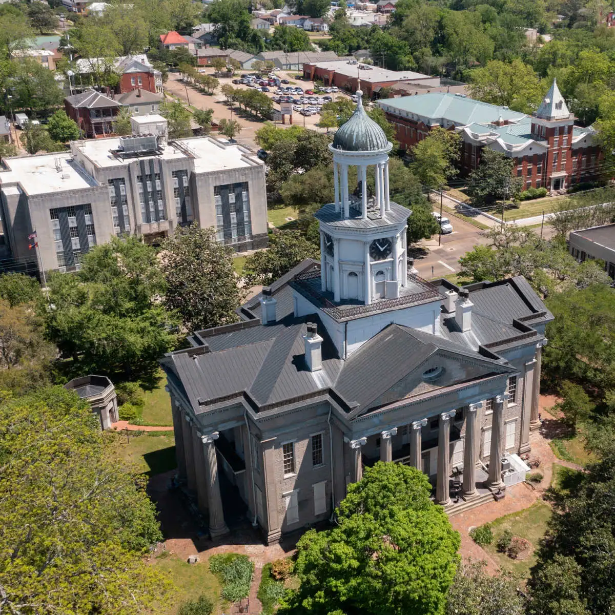 Aerial view of downtown Vicksburg, Mississippi