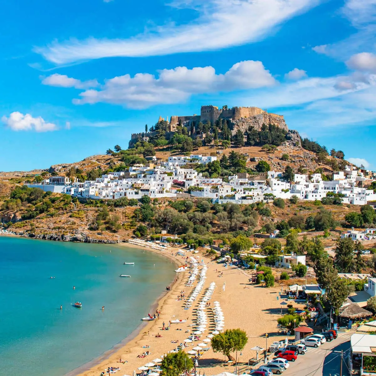 Panoramic View Of Lindos, Rhodes, Greece