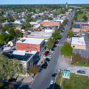 Row of historic buildings in Cape Charles, VA