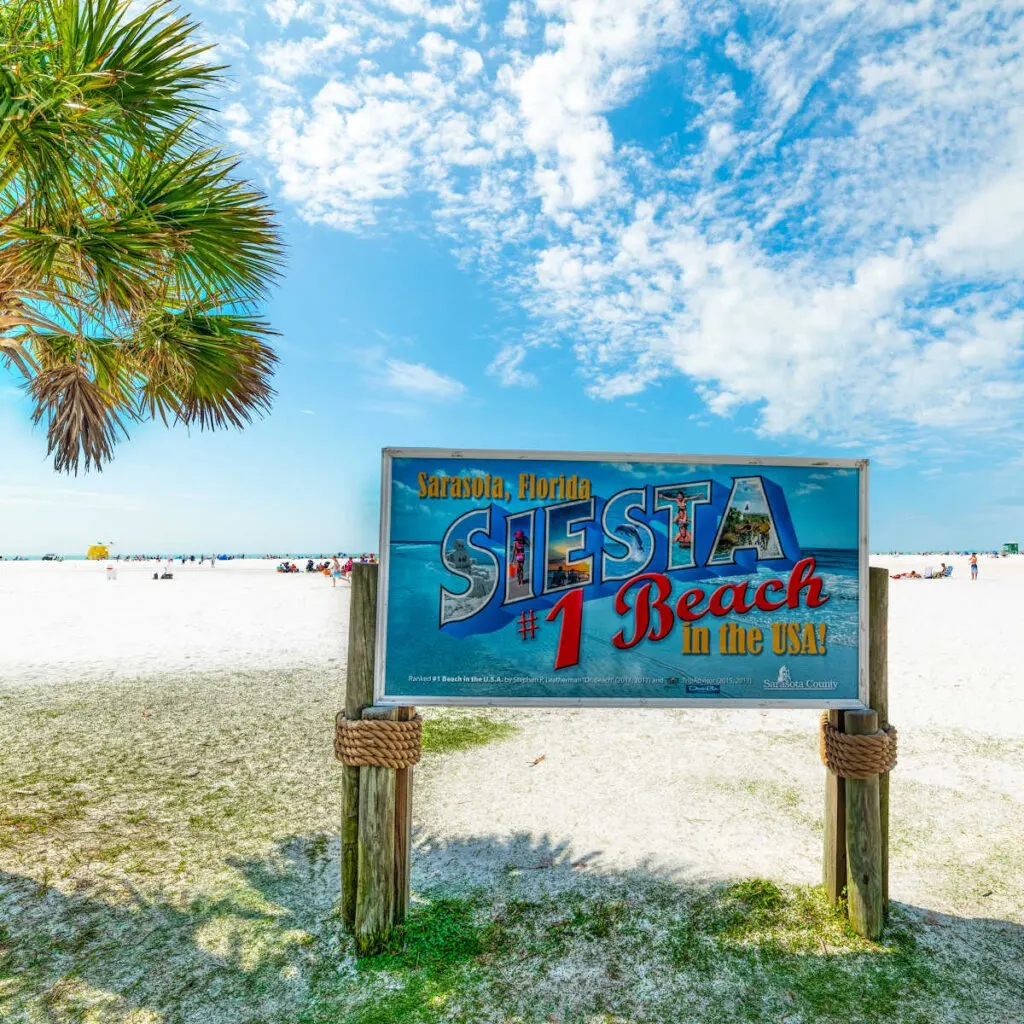 Siesta Key Beach sign claiming to be #1