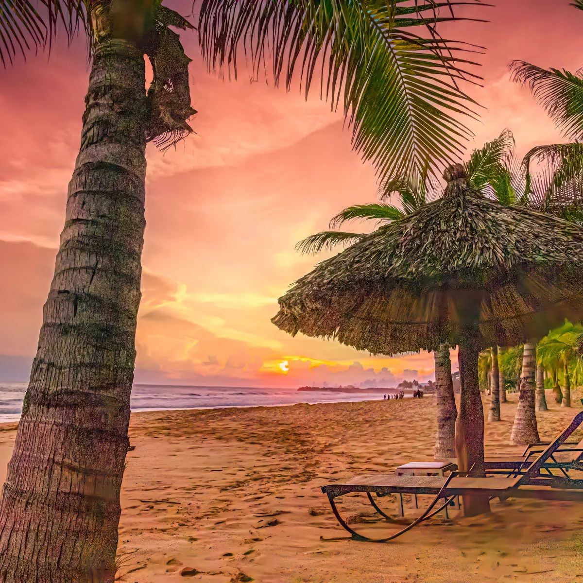 Sunset at beach in Ixtapa, Mexico