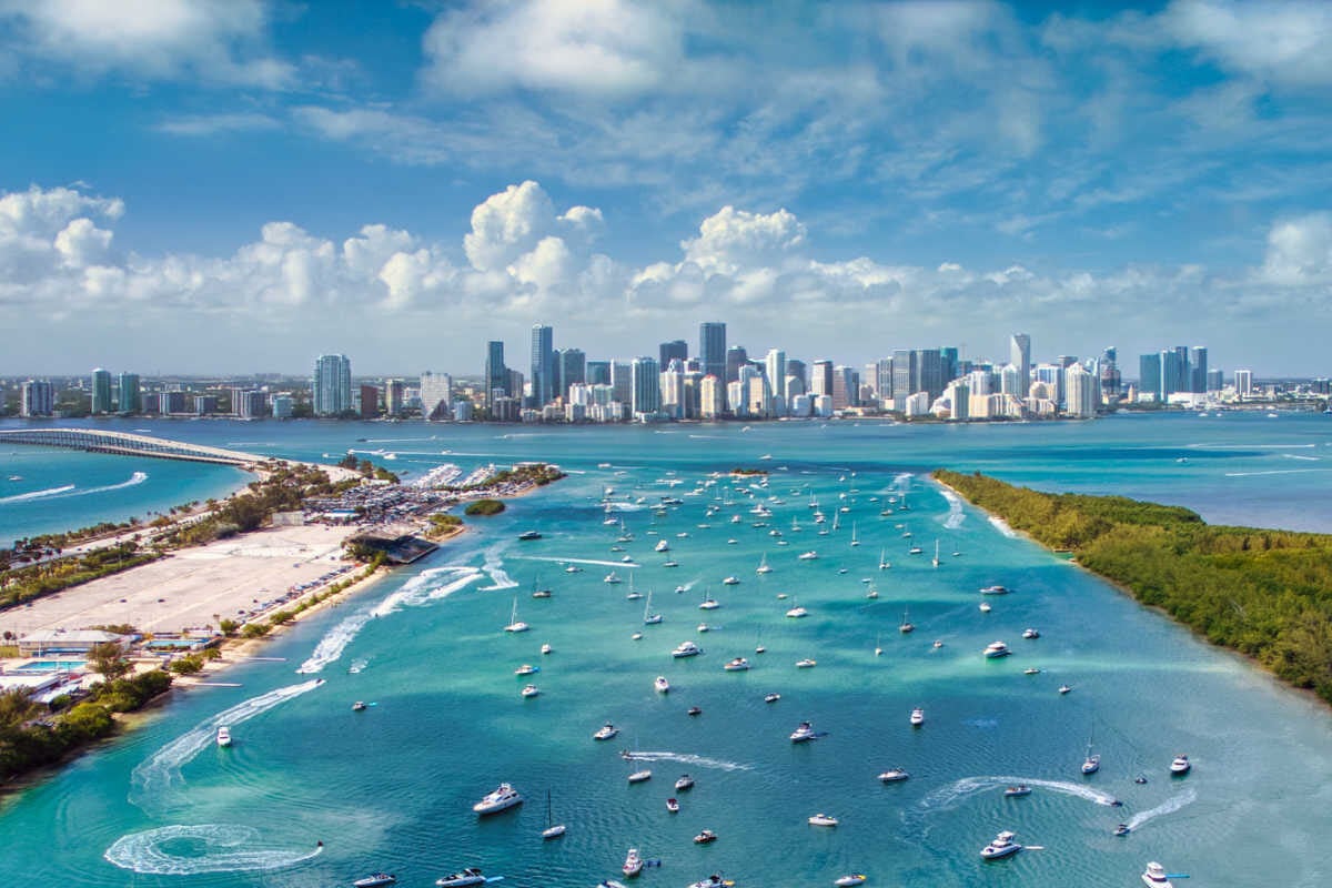 View of Miami skyline from Biscayne Bay