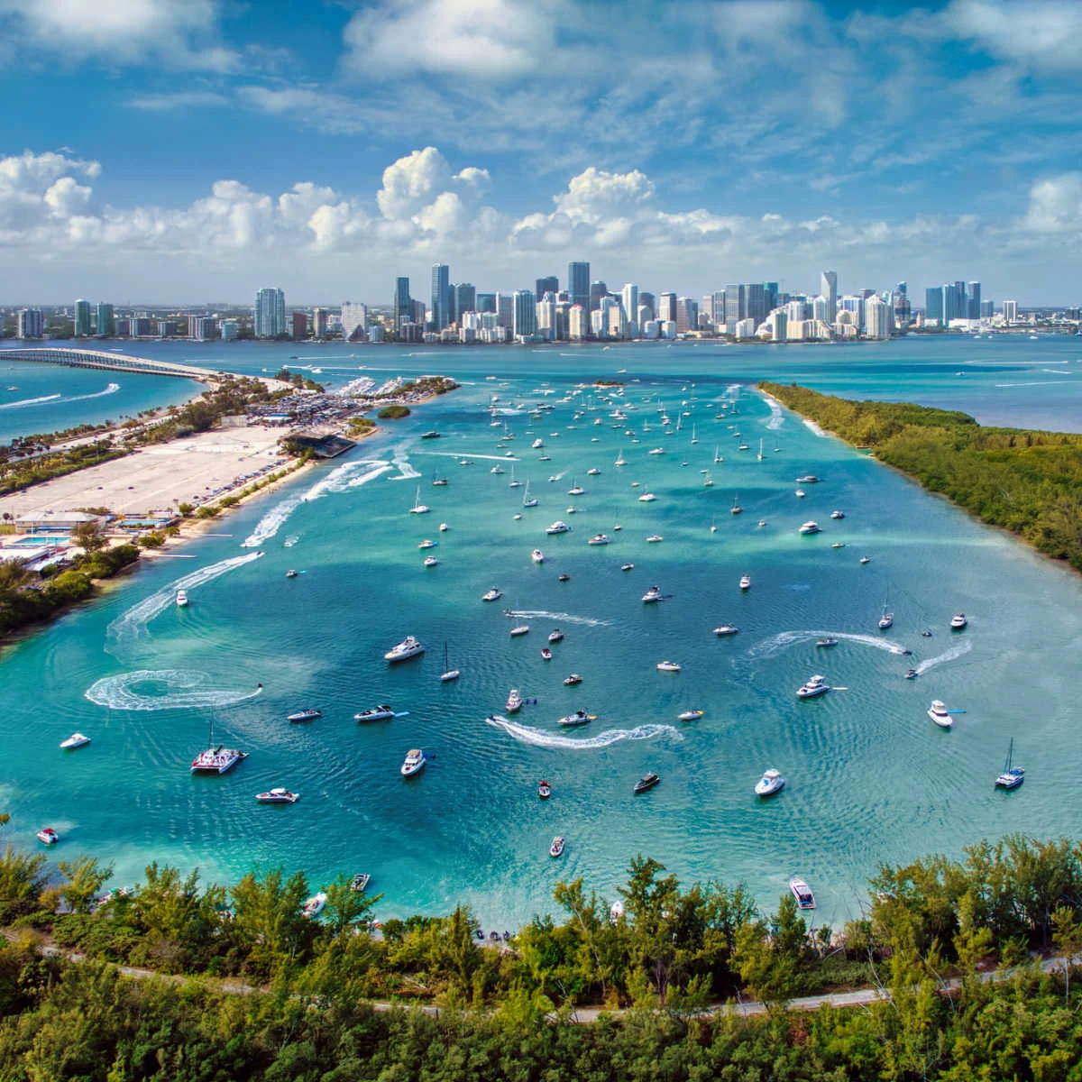 View of Miami skyline from Biscayne Bay