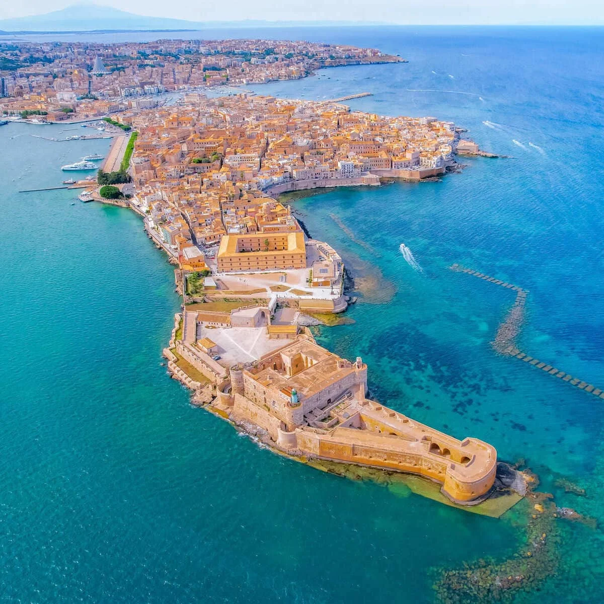 Aerial View Of Ortigia Island, The Old Town Of Syracuse, Sicily, Italy