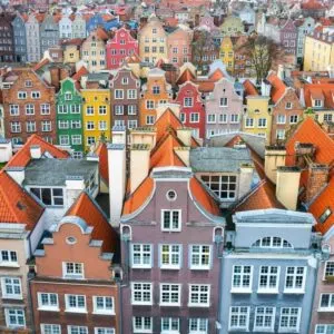 Aerial View Of The Colorful Cityscape Of Gdansk, Poland