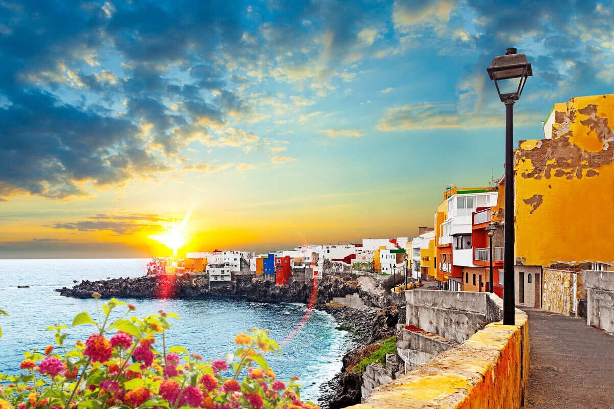 Picturesque View Of A Coastal Town In Tenerife, Spain