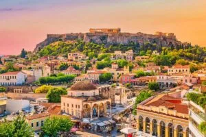 Monastiraki Square And Downtown Athens Seen From A Nearby Rooftop, Athens, Greece, Southeastern Europe