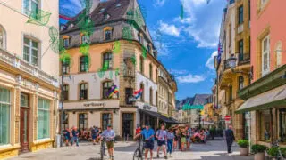 People with bikes in Luxembourg city center