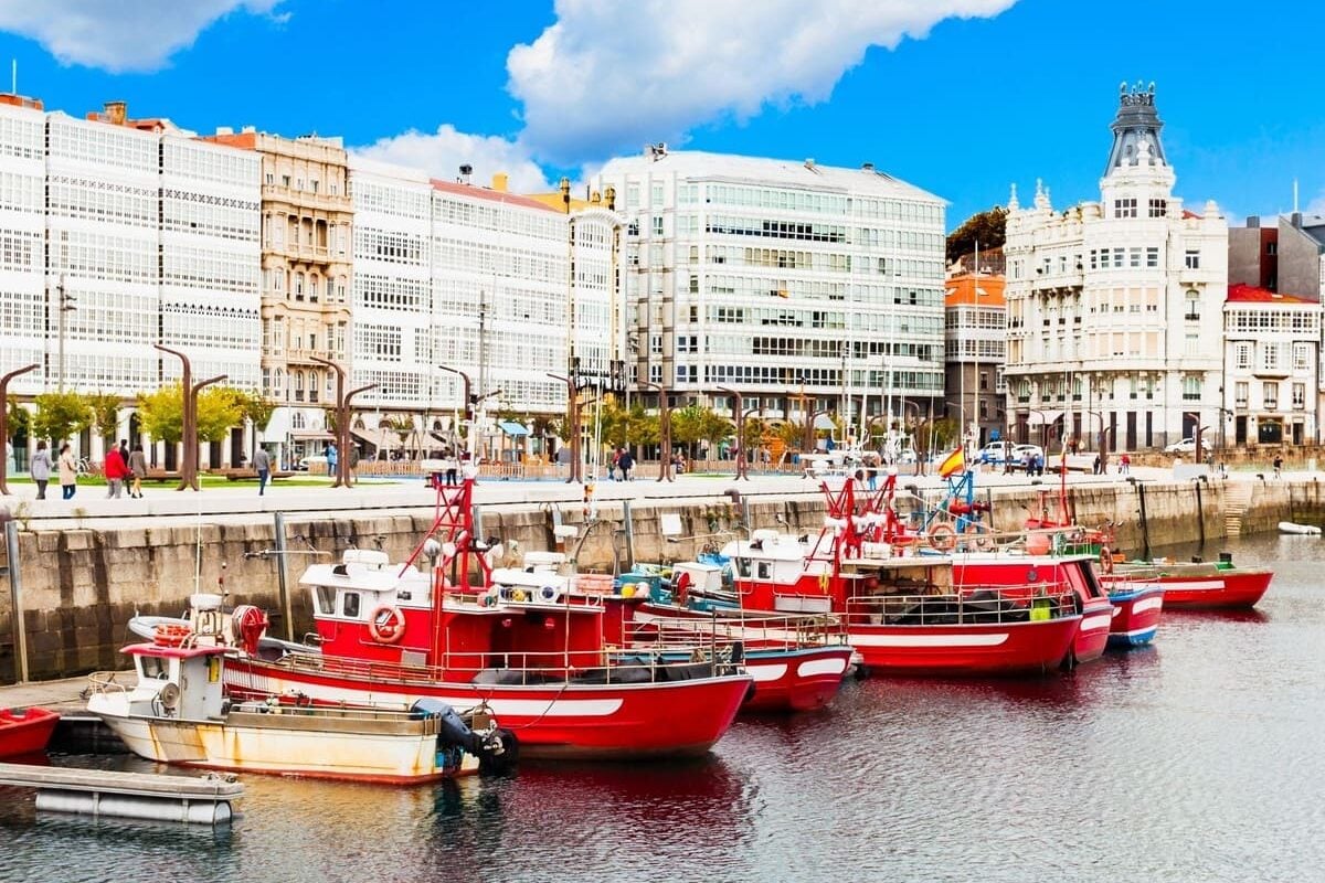 Glazed Buildings On The A Coruna Waterfront, Spain