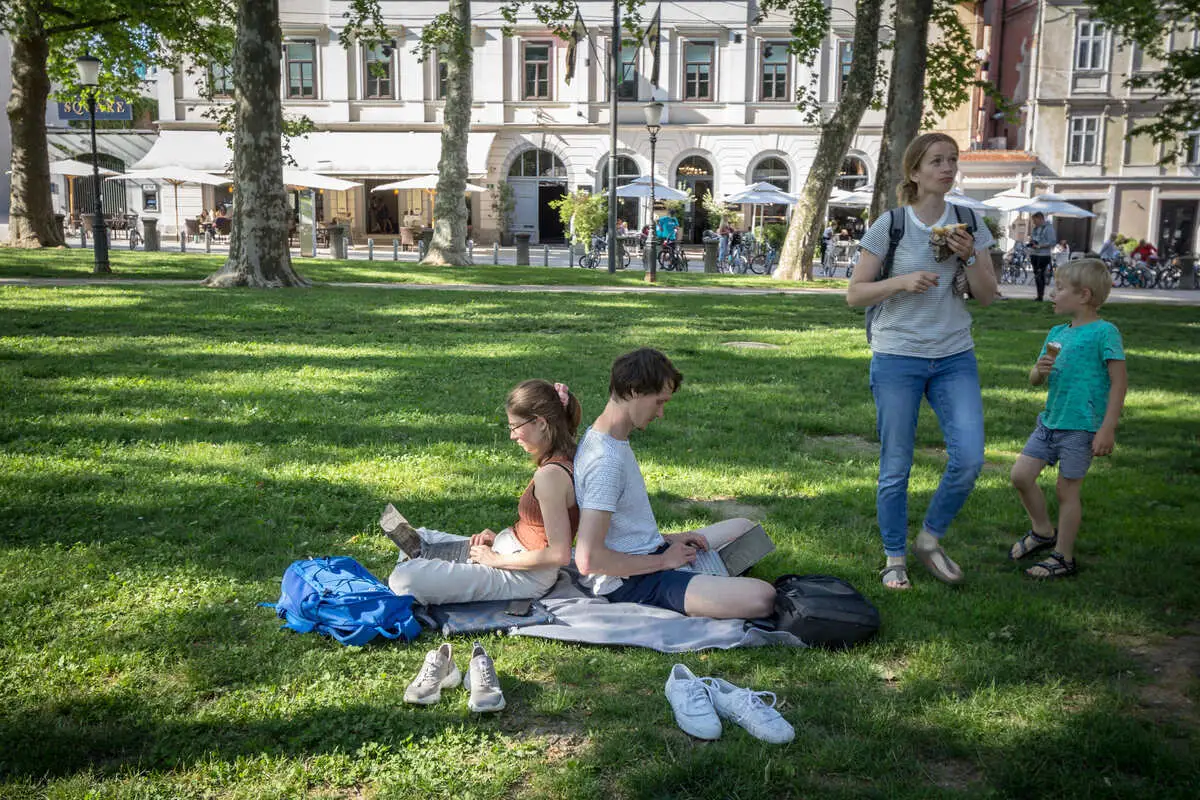 People Working In A Park In Ljubljana, Slovenia
