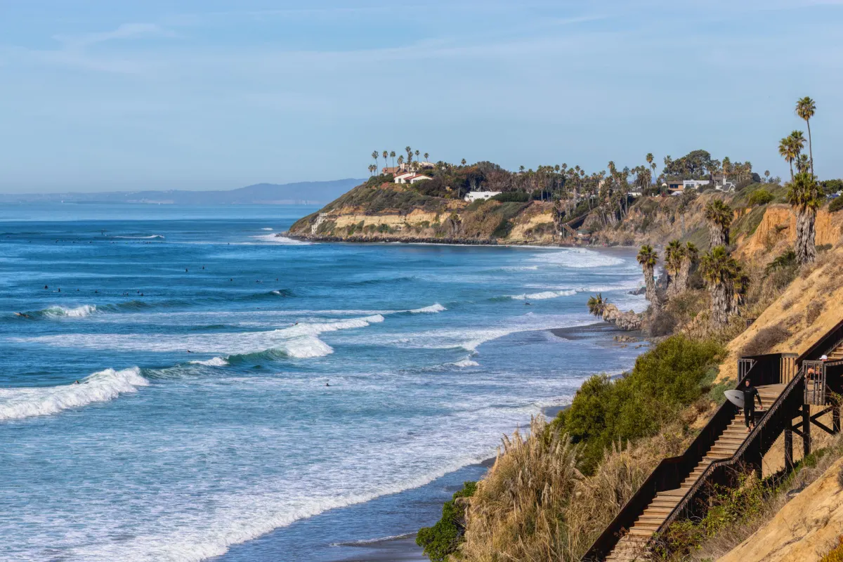 Surfer in Encinitas, California near San Diego