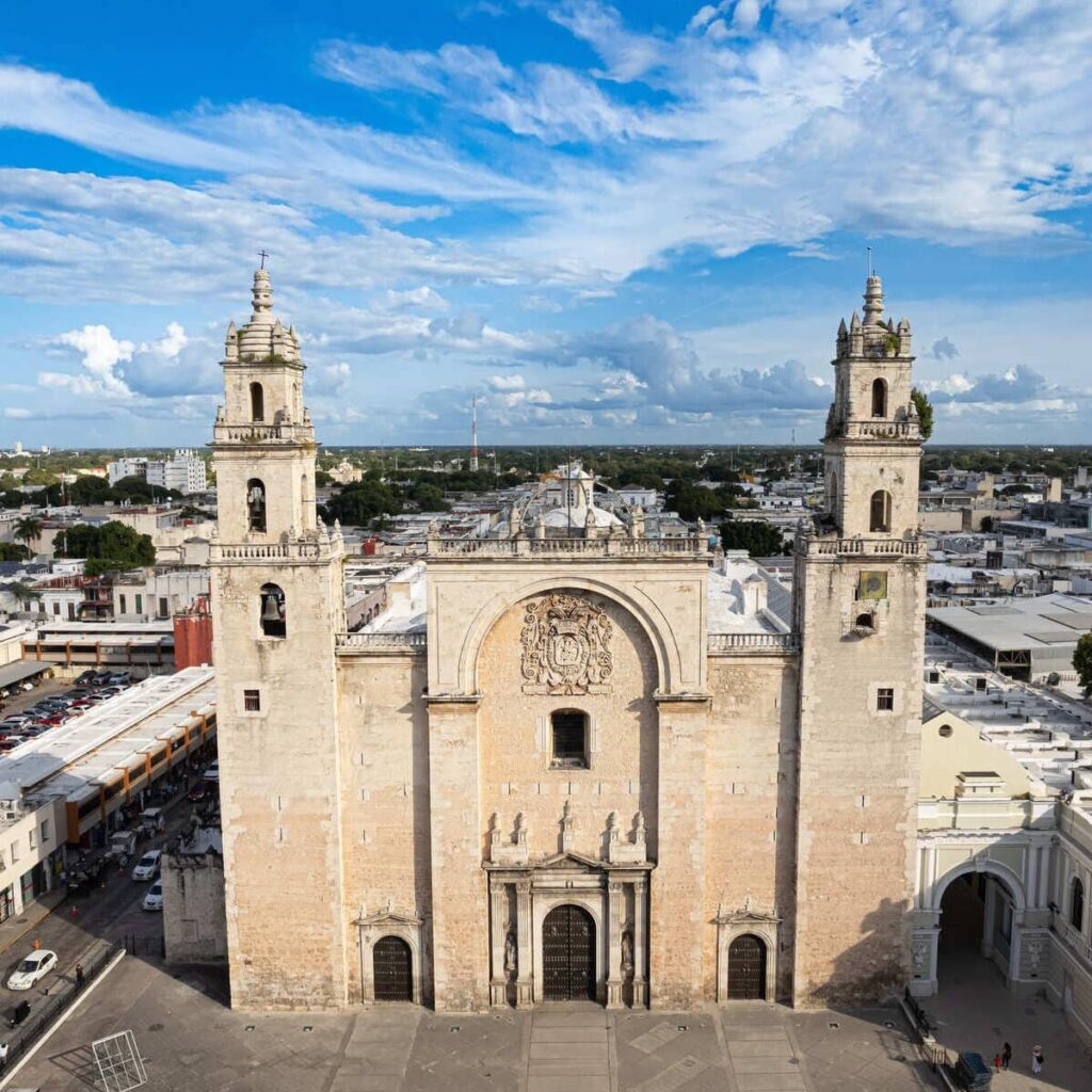 Aerial View Of The Cathedral In Merida, Mexico
