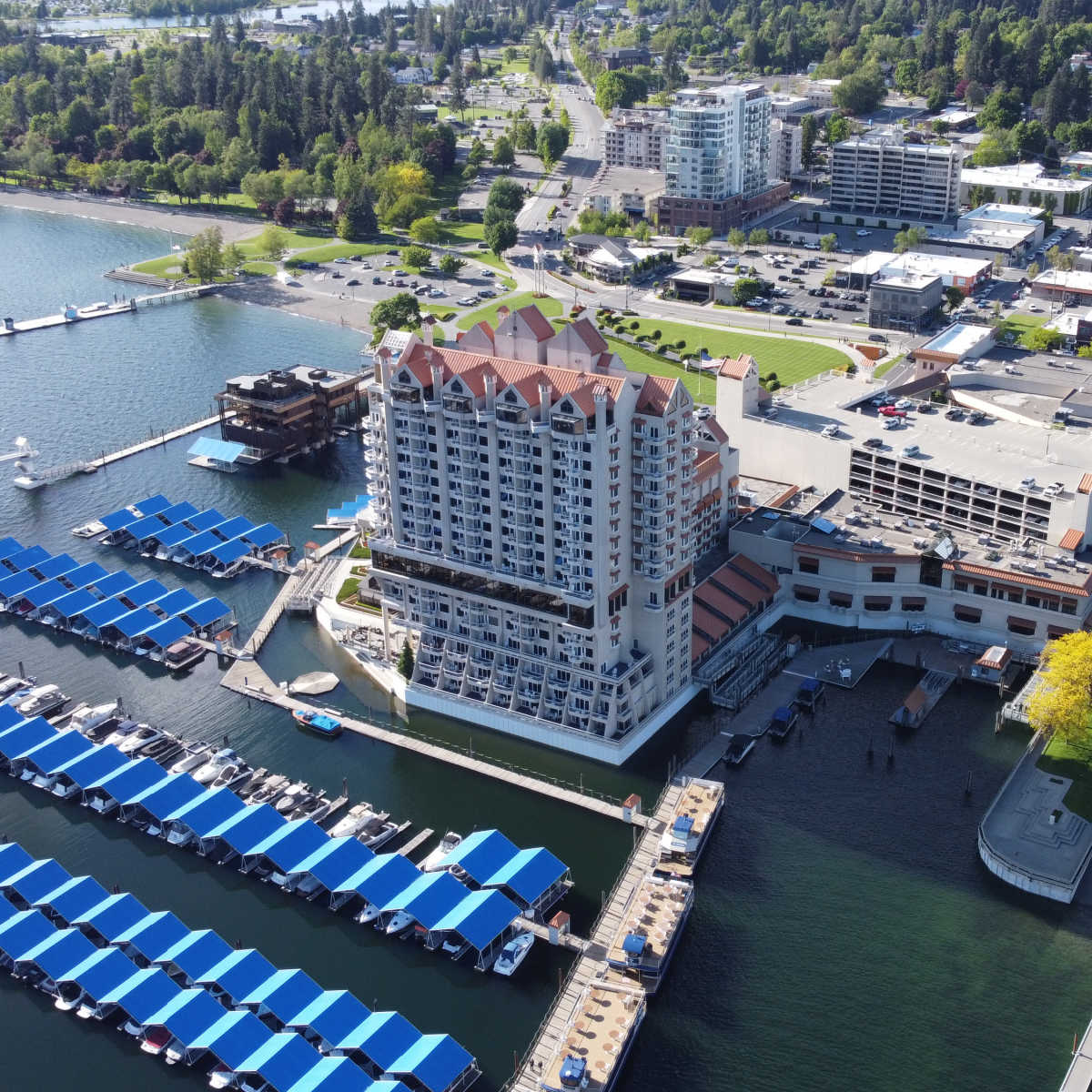 Posh Stays & Stunning Nature: Idaho's Postcard Lake Town Is Breaking Summer Tourism Records Aerial view of Coeur d'Alene Resort