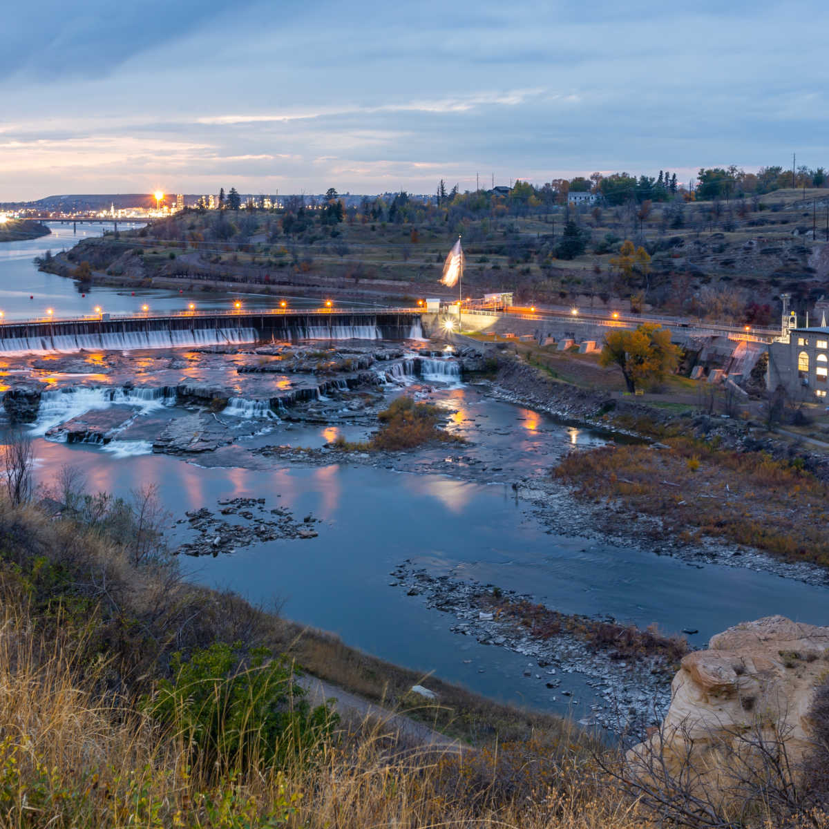 Aerial view of Great Falls, MT