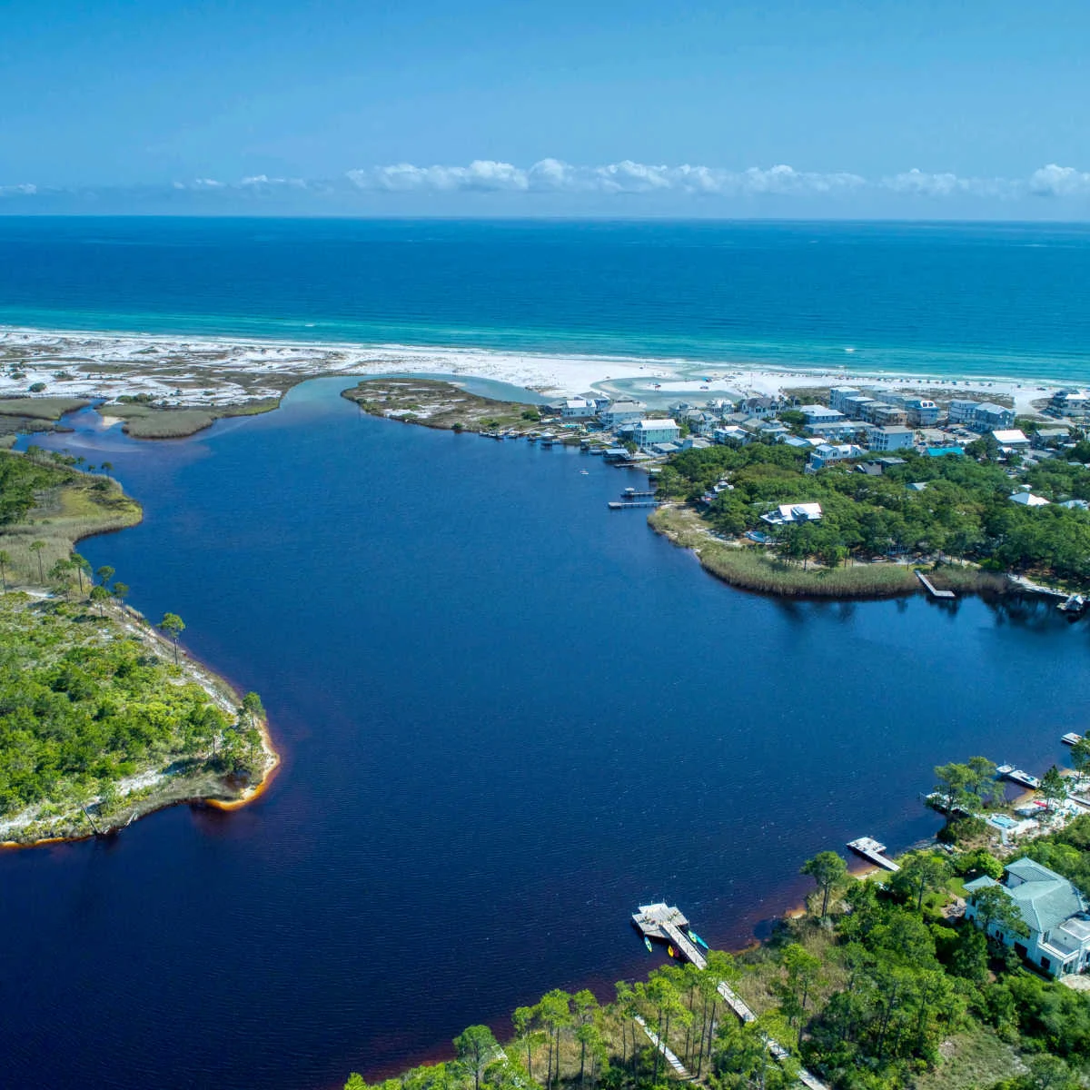 Aerial view of Western Lake in Grayton Beach, FL