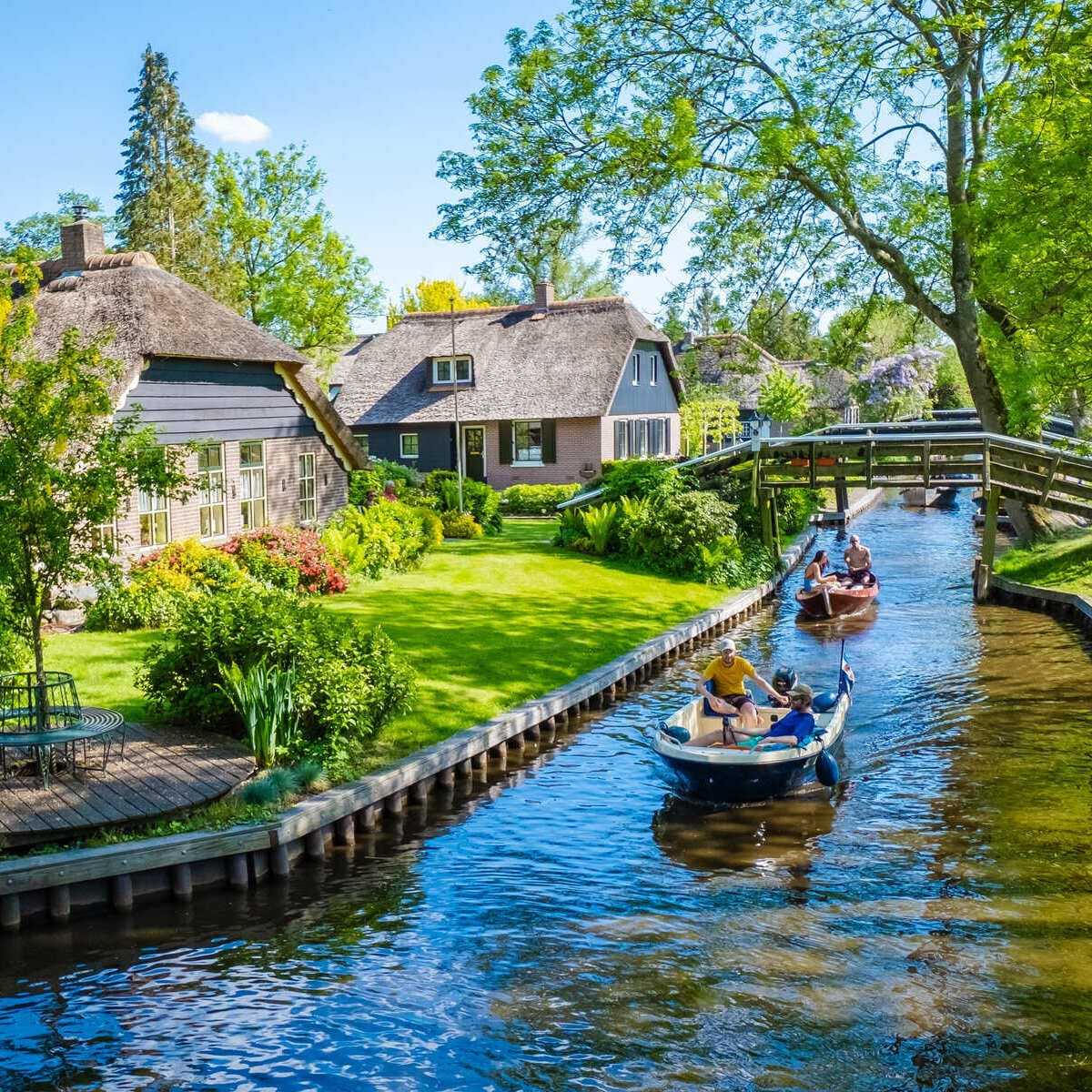 Charming Canal In Giethoorn, The Netherlands