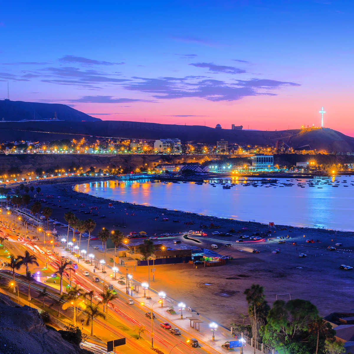 Chorrillos, Lima, Peru at night
