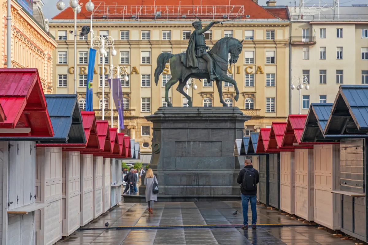 Equestrian Statue of Ban Josip Jelacic at Capital City Square in Zagreb, Croatia