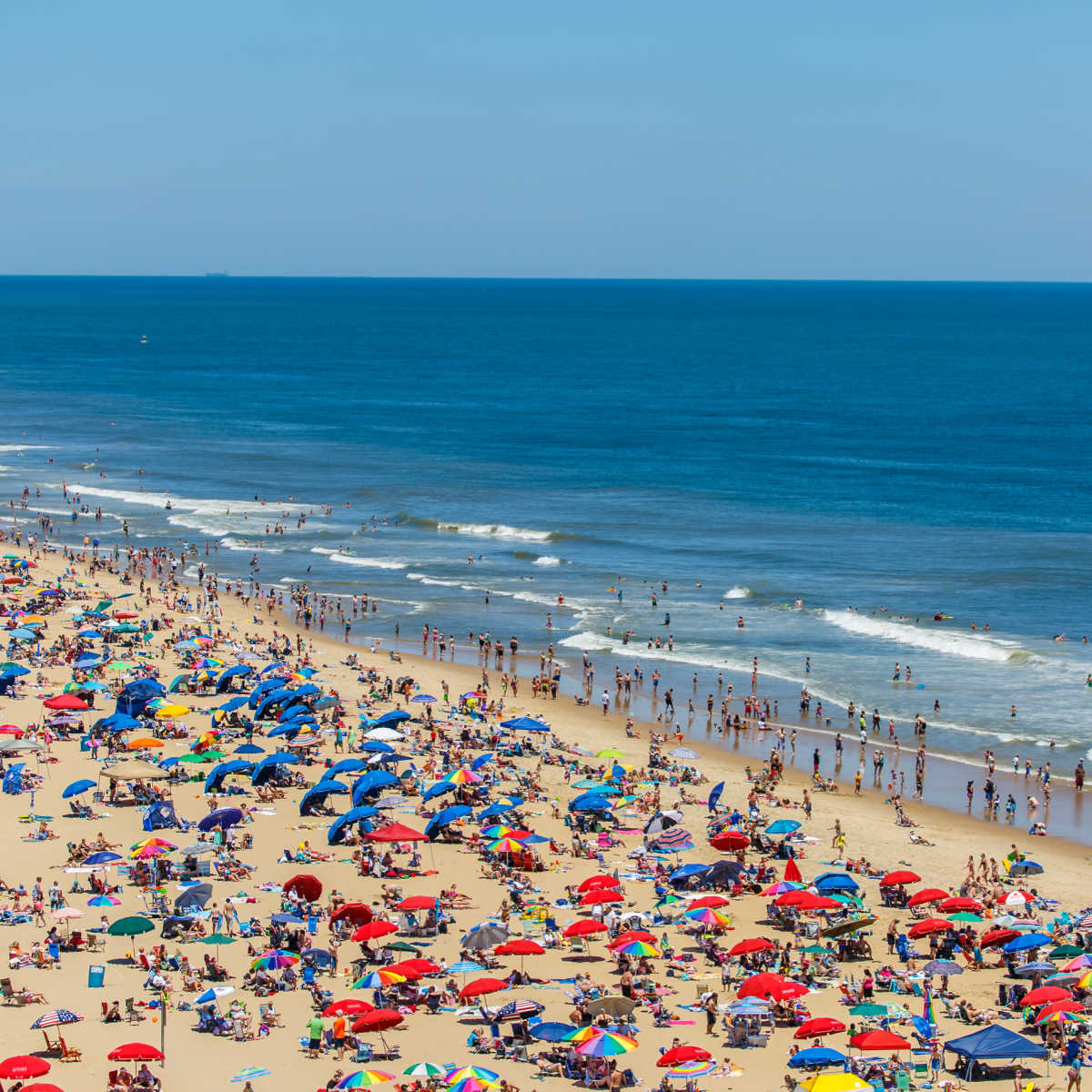 Crowded beach in Ocean City, MD