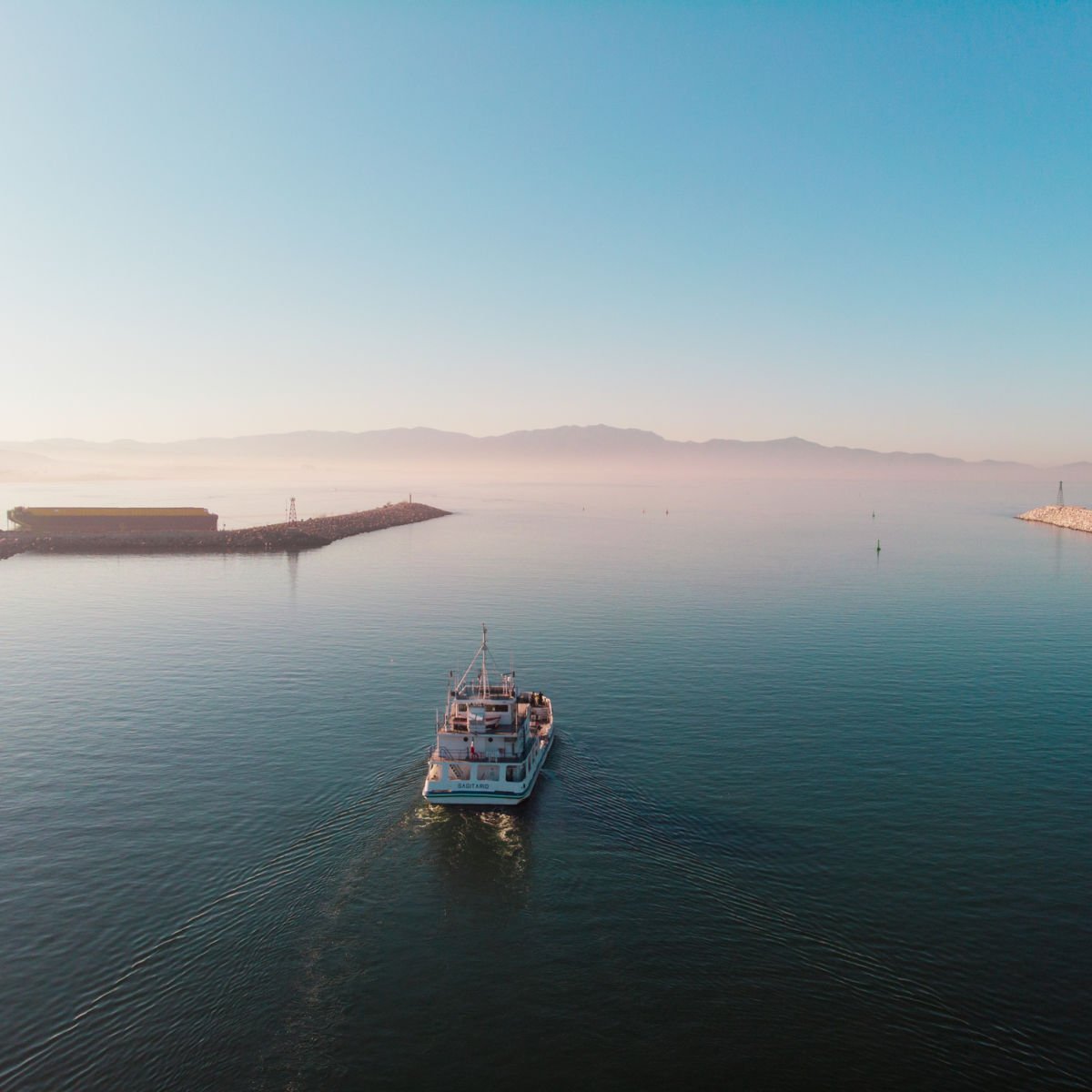 Ferry in open water off-shore from Ensenada, Mexico