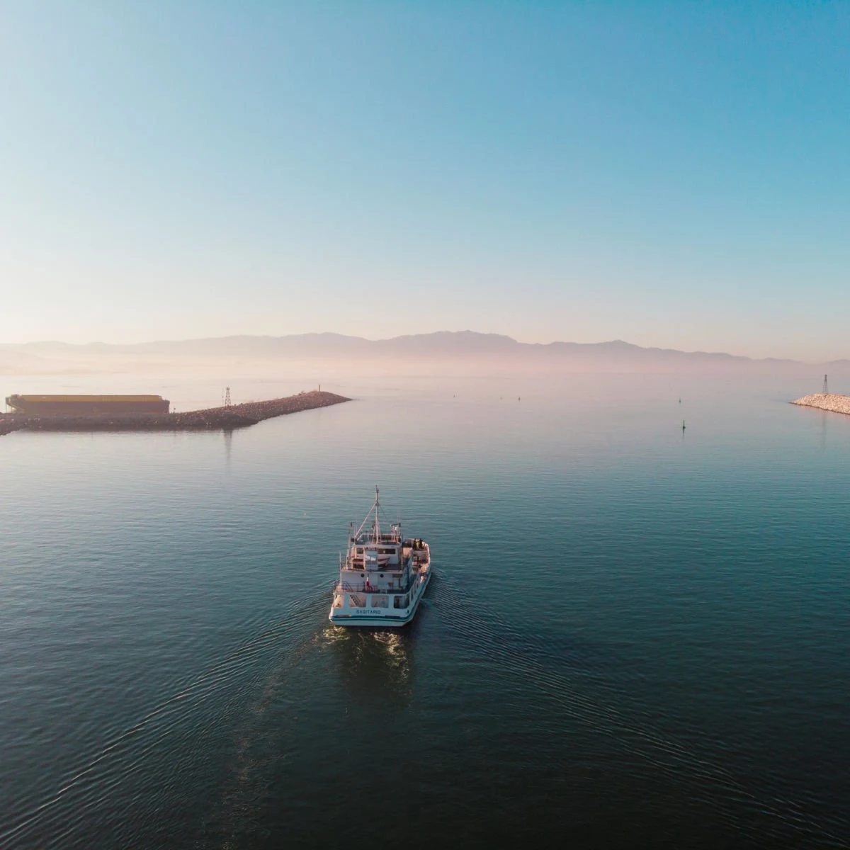 Ferry in open water off-shore from Ensenada, Mexico