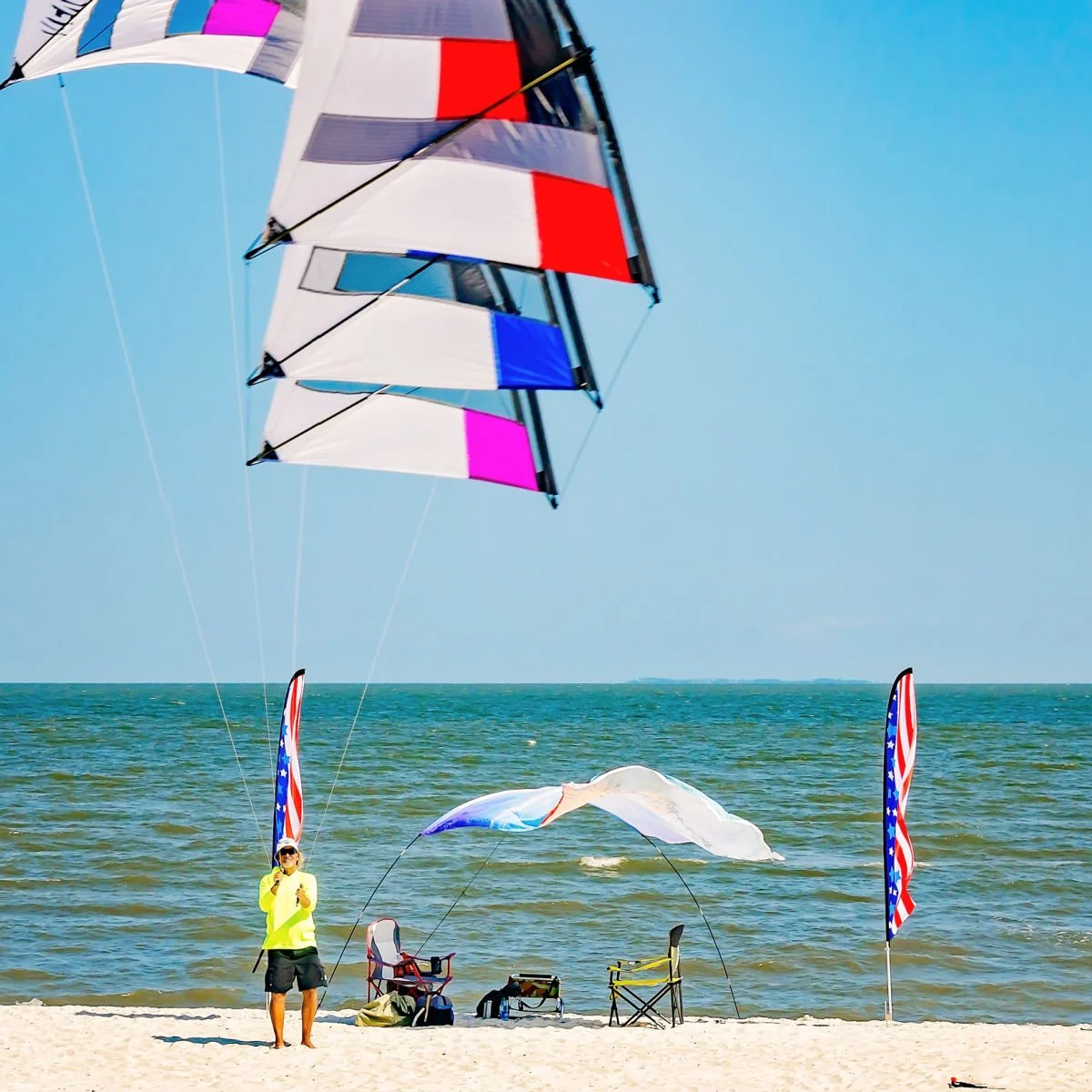 Flying kites over the beach in Long Beach, Mississippi