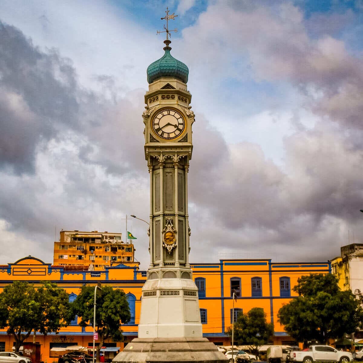 Historic Clock Tower In Belem do Para, Northern Brazil