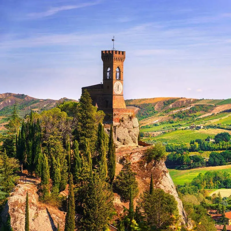 Historic Clock Tower In Brisighella, Italy