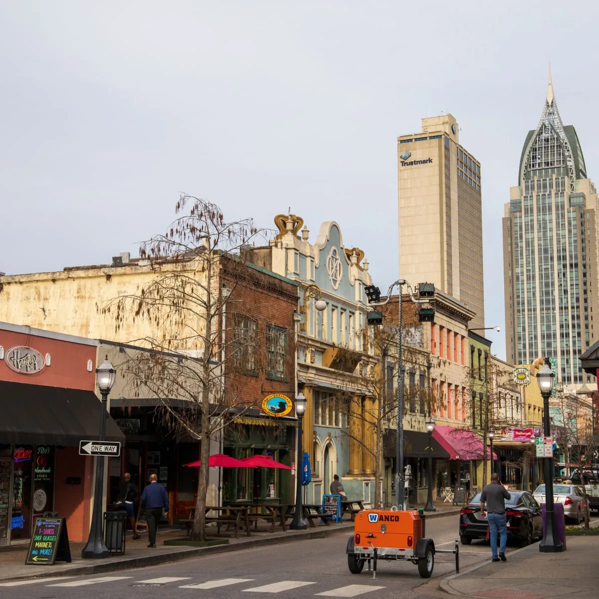 Historic street in downtown Mobile, AL