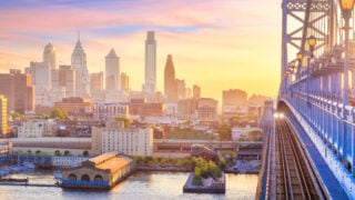Bridge view of Philadelphia skyline