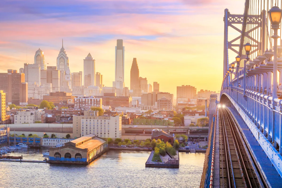 Bridge view of Philadelphia skyline