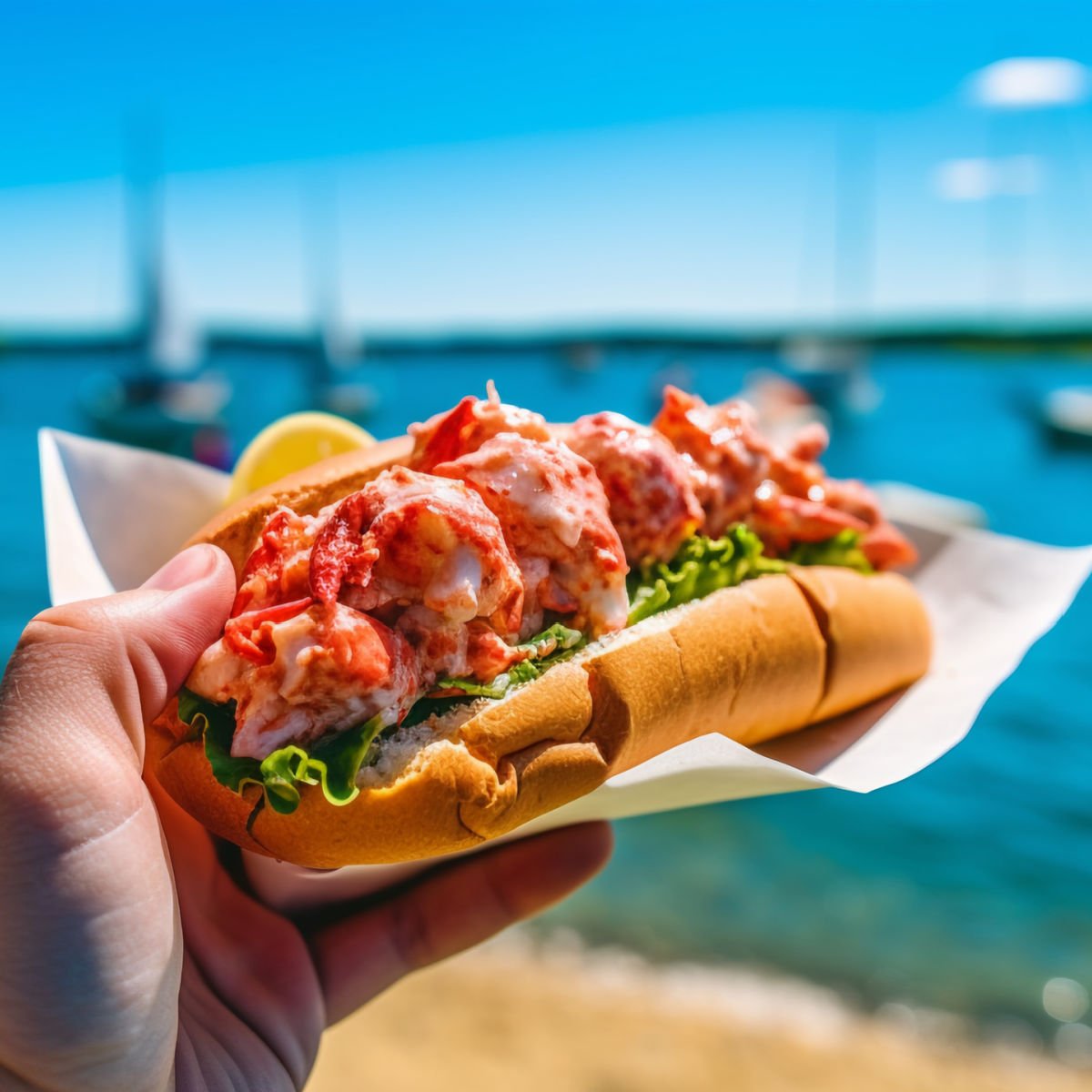 Lobster roll on Maine coast