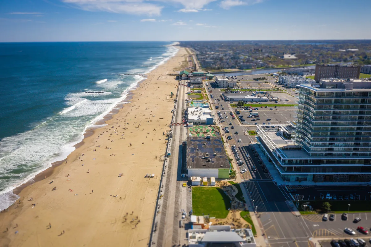 Air view on Asbury Park, NJ Coast