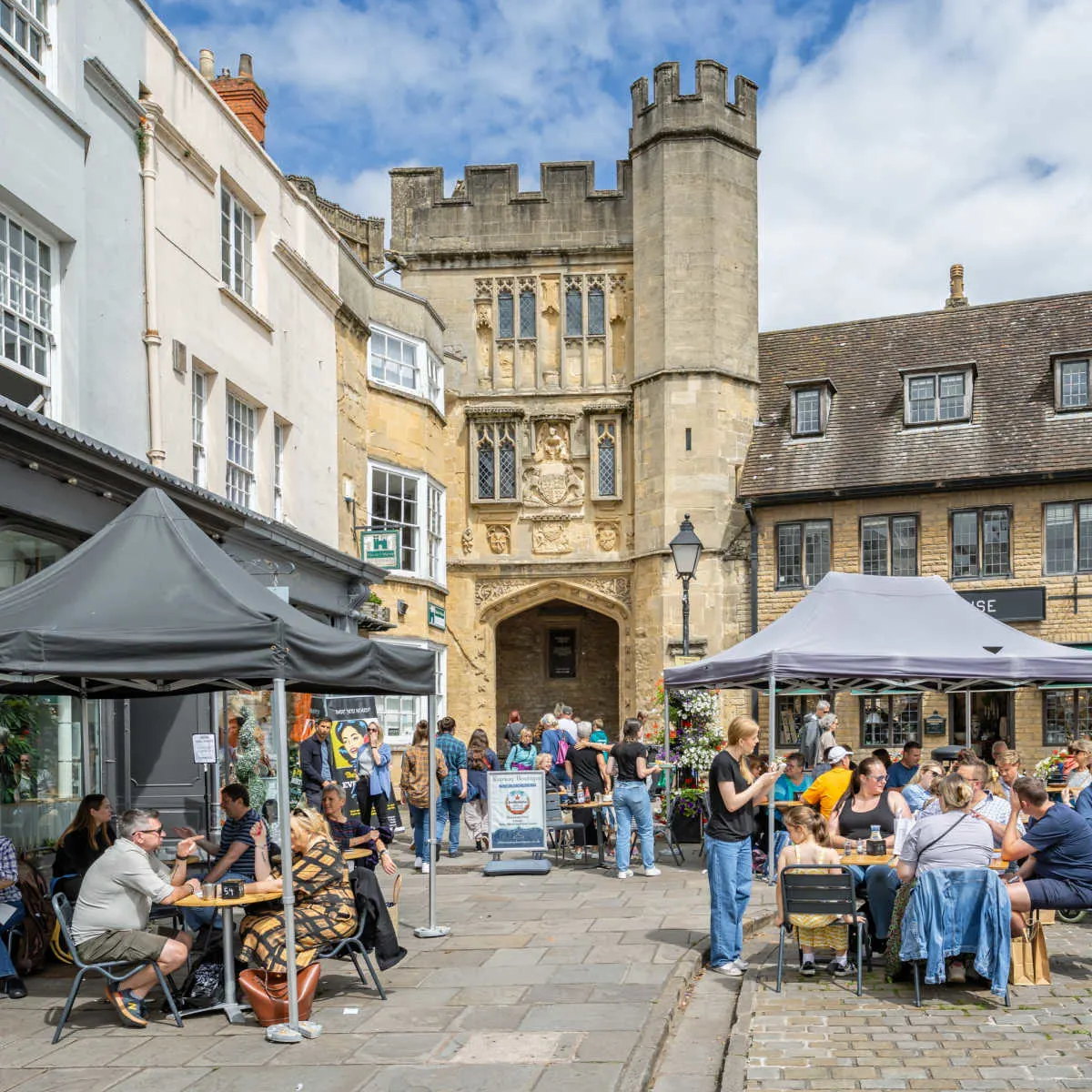 Outdoor market in Wells, UK