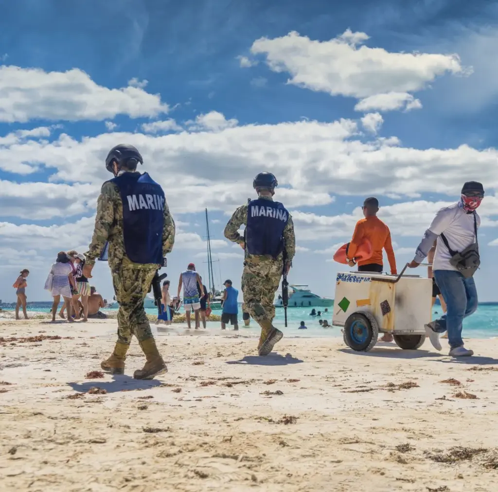 Soldiers on beach Marines