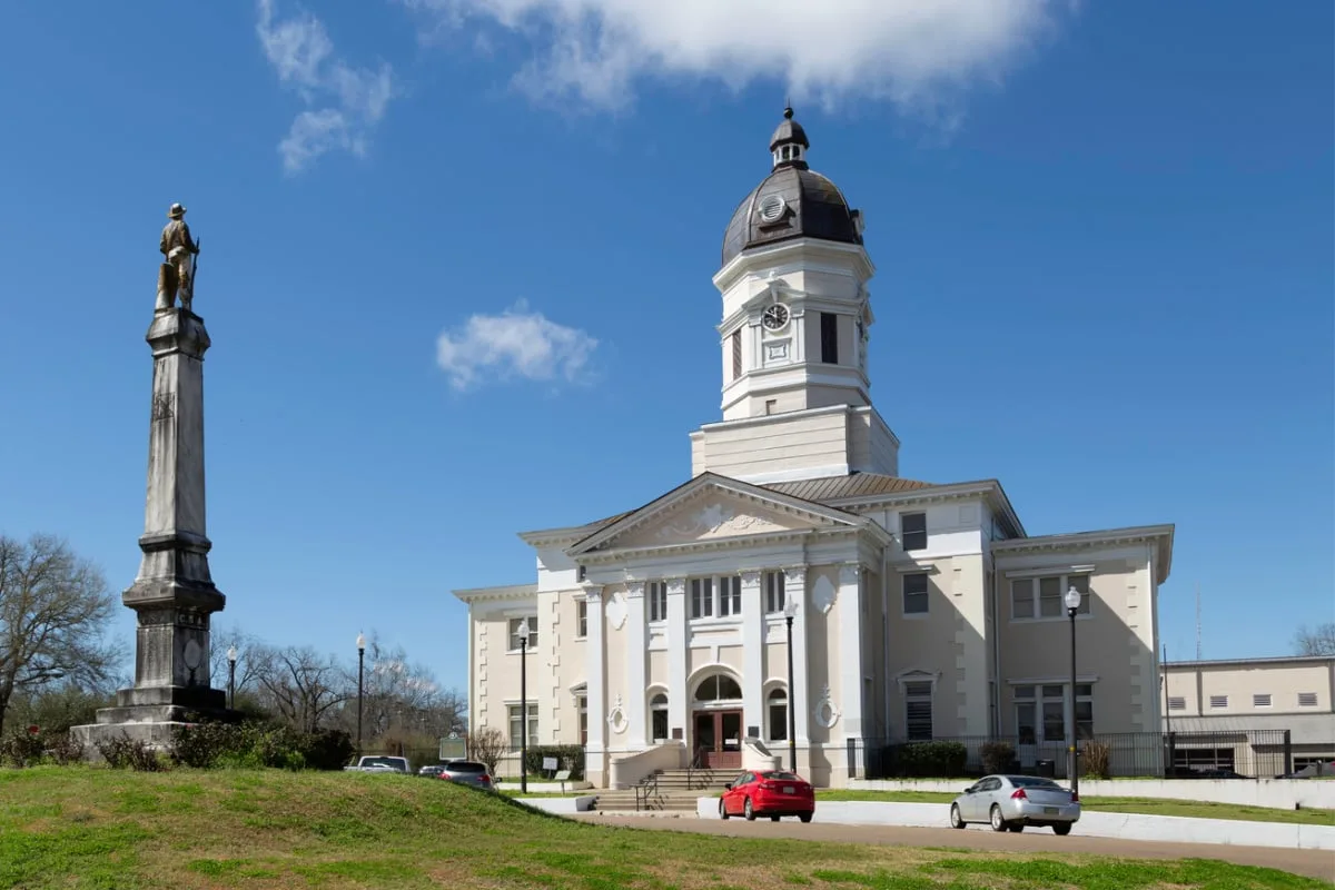 This Affordable Riverside Town Oozes Southern Charm & European Vibes Courthouse in Port Gibson, MS