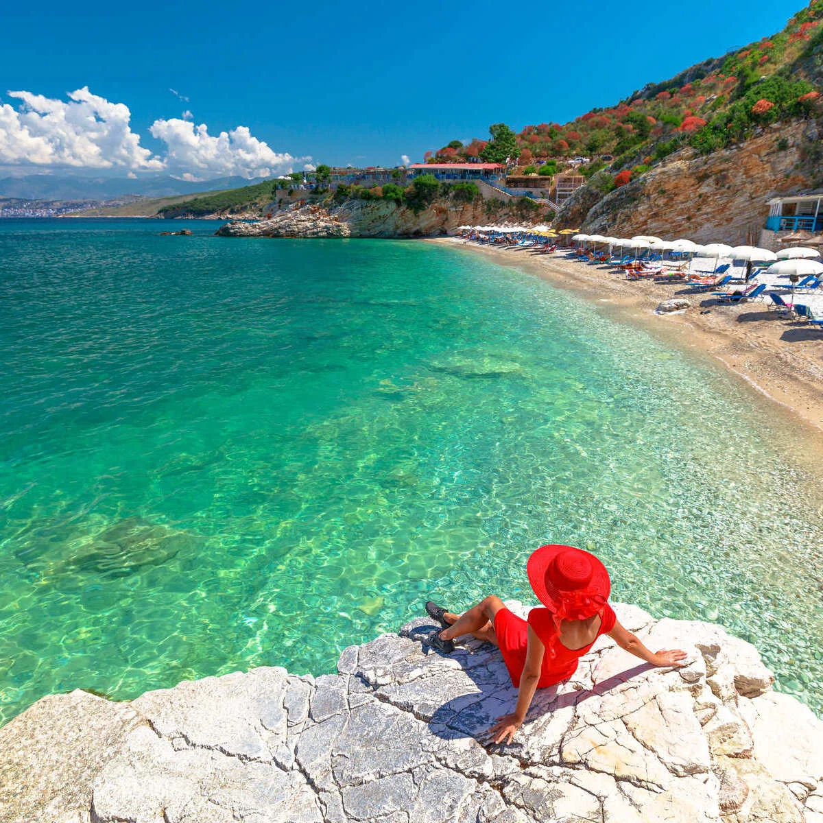 Tourist At The Beach Near Vlore In Albania
