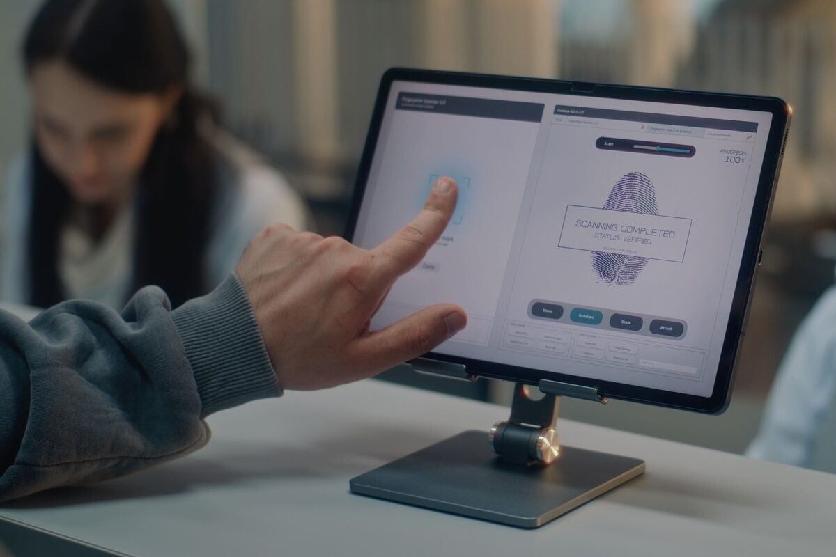 Traveler Getting Fingerprinted In An Airport